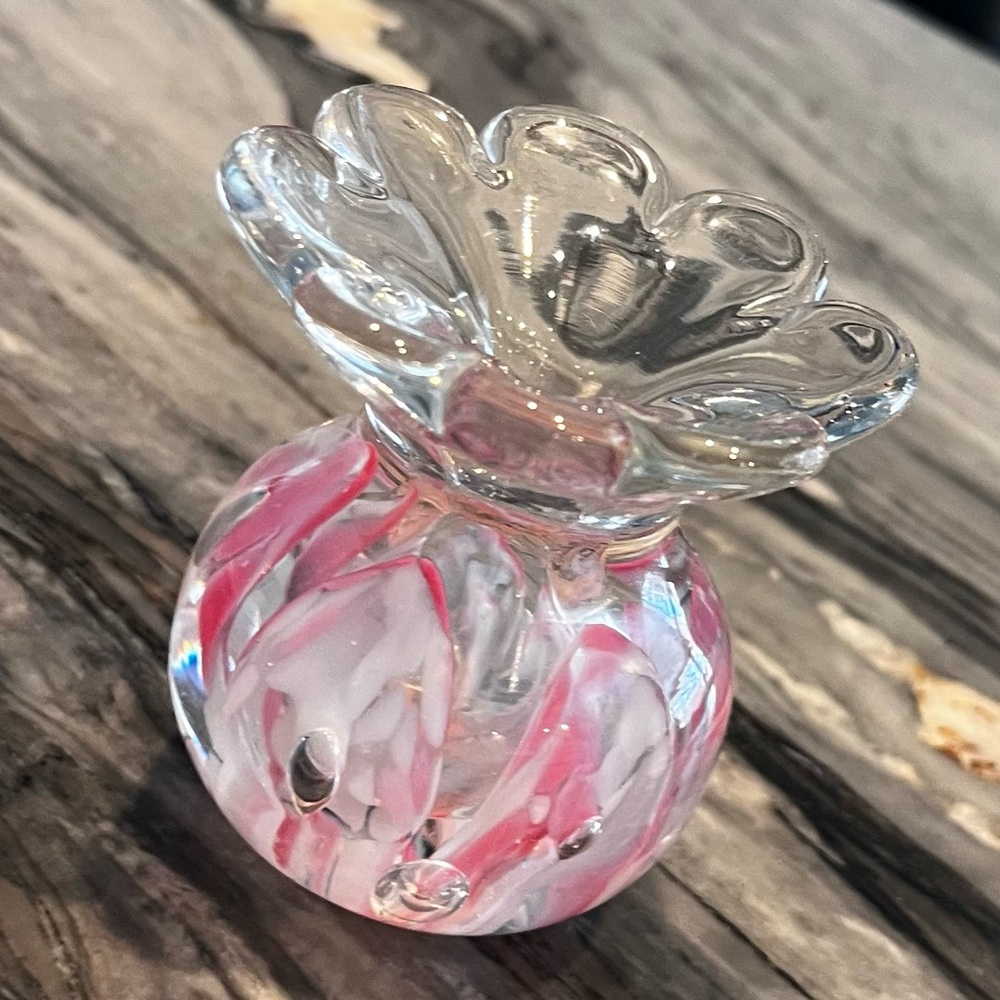 Bart Zimmerman Pink Controlled Bubble Ruffled Paperweight Bud Vase - Picture 2 of 10